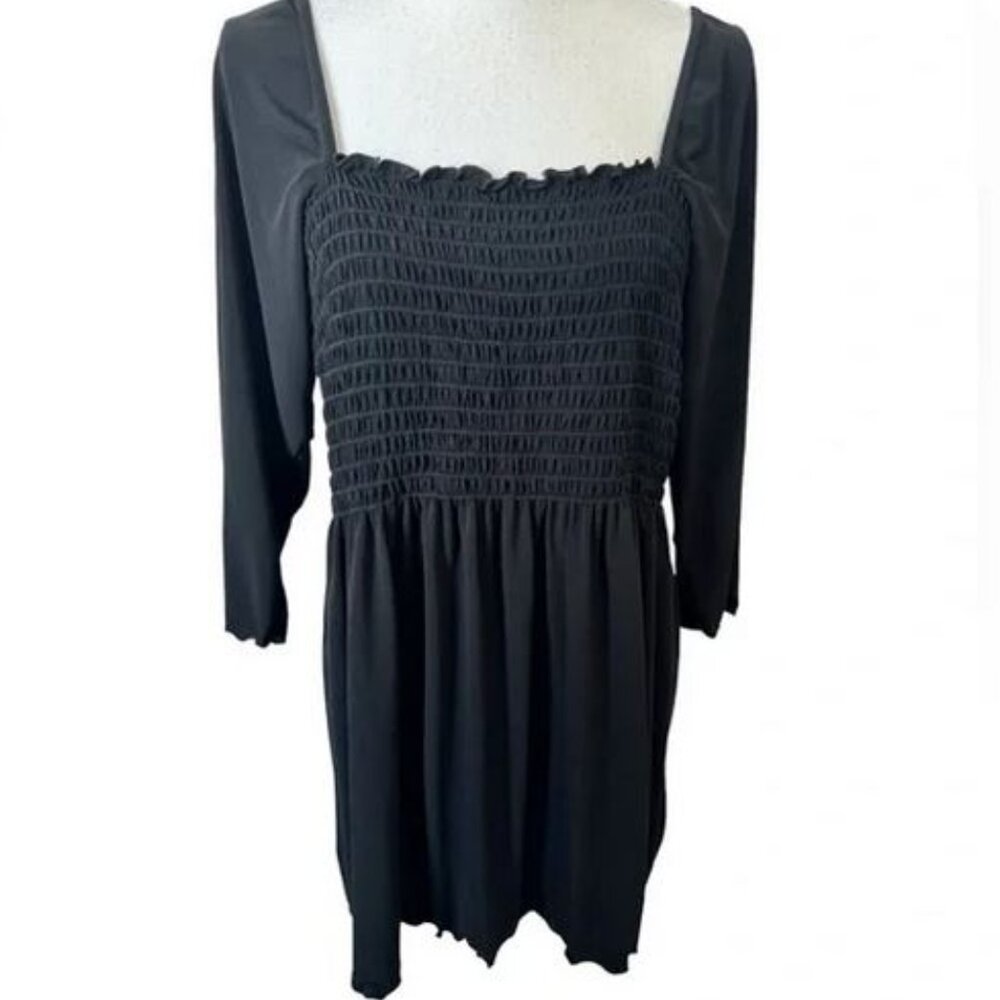 Venezia Smocked Black Babydoll Top